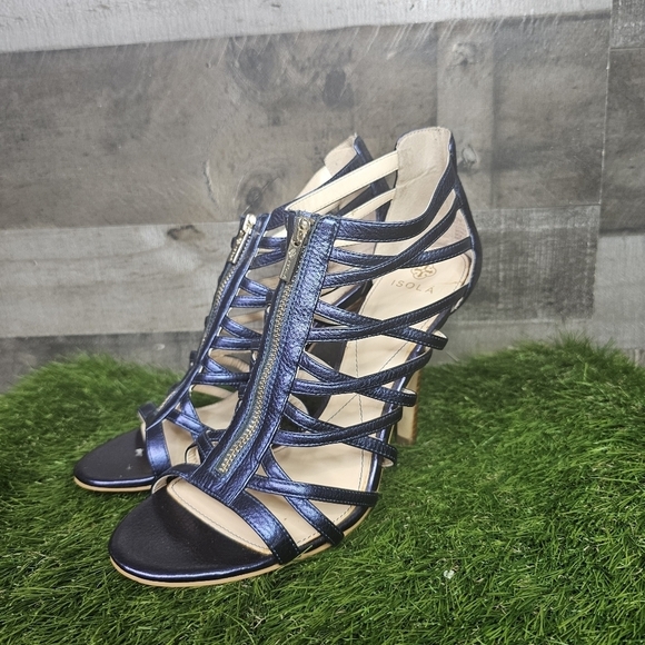 Isola Strappy Blue High Heel Sandals - Picture 3 of 10